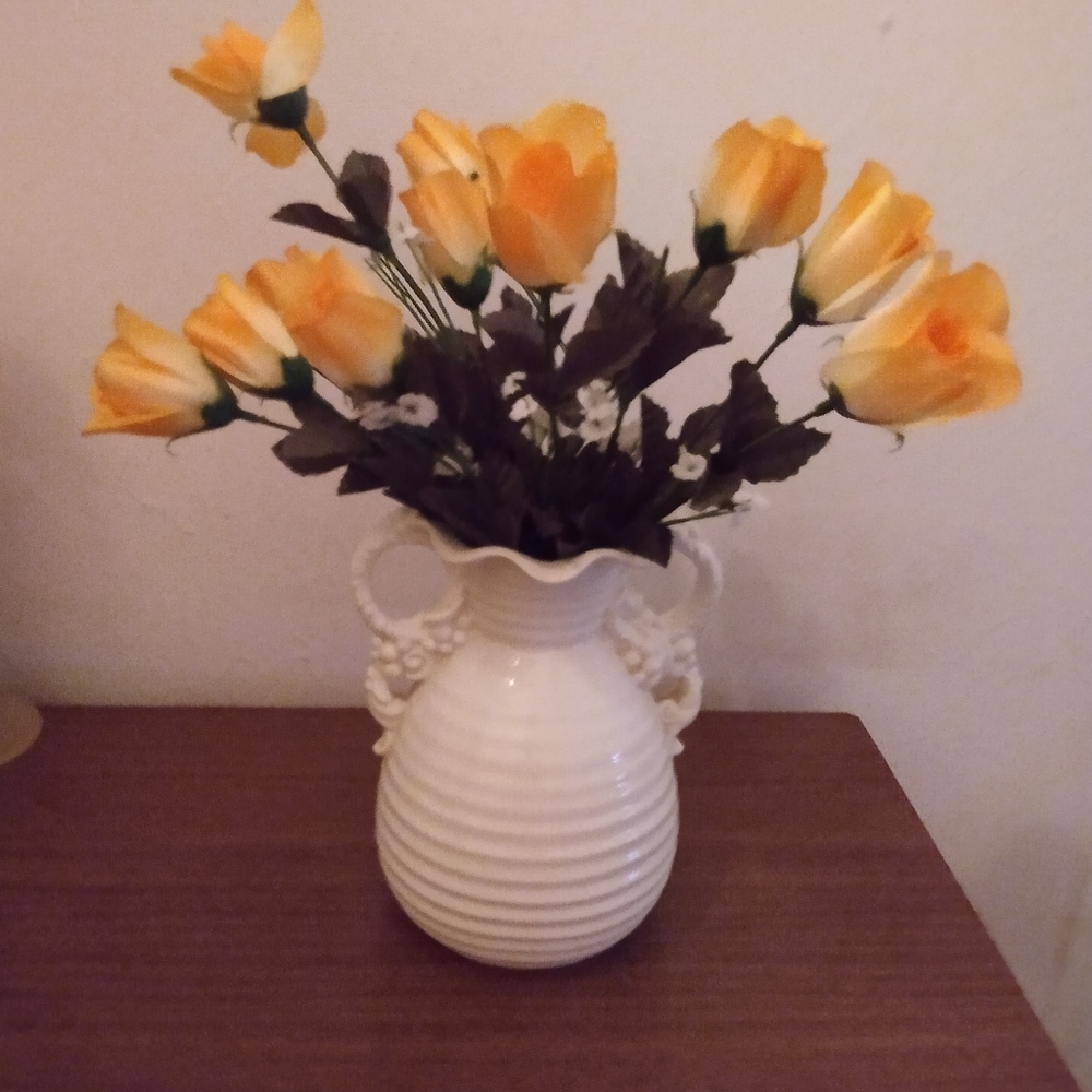 Vintage Czech White Pottery Vase